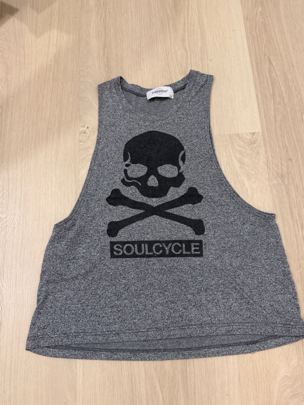 soulcycle Gray Tank with Black Skull Graphic